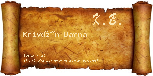 Kriván Barna névjegykártya